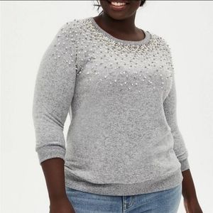 Torrid Super Soft Faux Pearl Sweater Sz 1